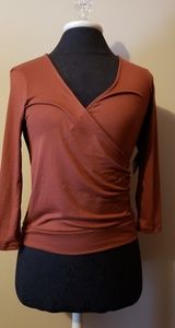 Knot Front V-neck Solid Top Blouse